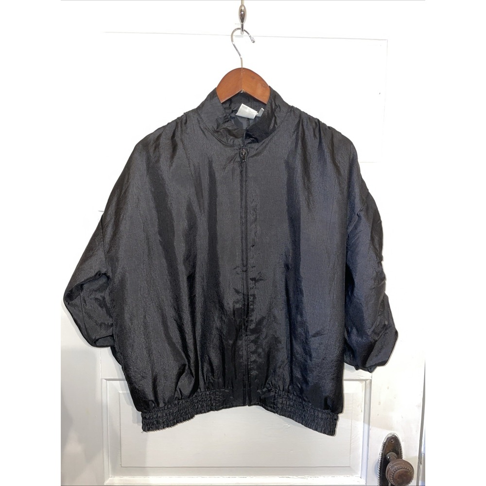 GSR All Black Lightweight Jacket Ruched Sleeves Small